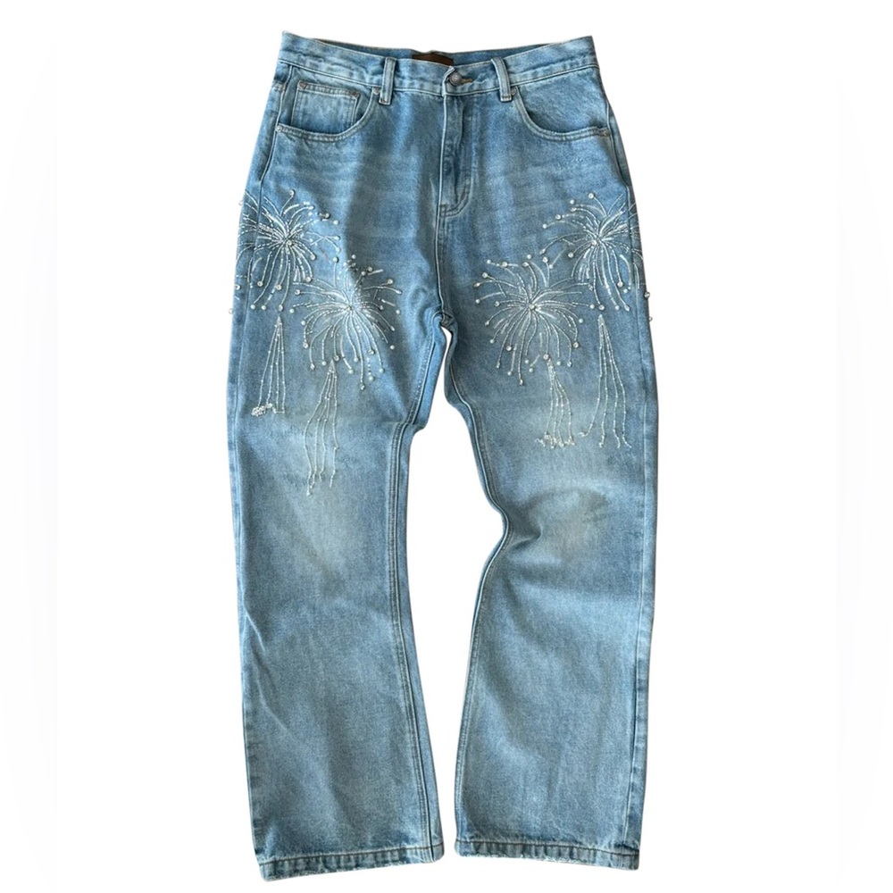 Birth of a Royal Child Firework Embellished Jeans